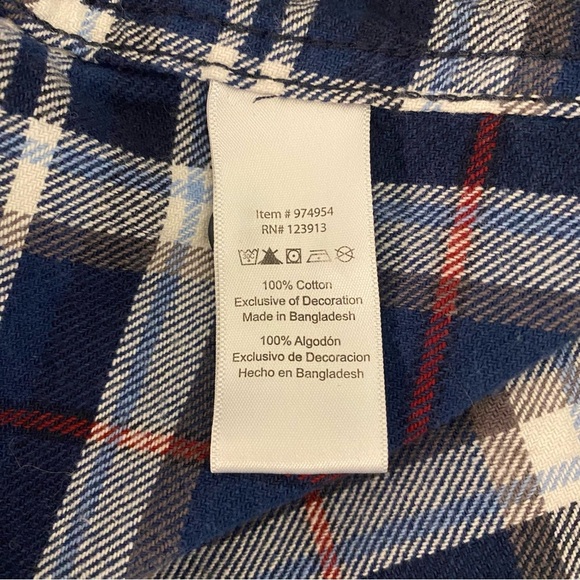 Jachs Mens 2XL Blue‎ Plaid Flannel Shirt 100% Cotton Button Down Mid Weight - Picture 11 of 13